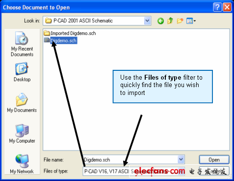 使用打開(kāi)命令對(duì)話窗口導(dǎo)入設(shè)計(jì)數(shù)據(jù)