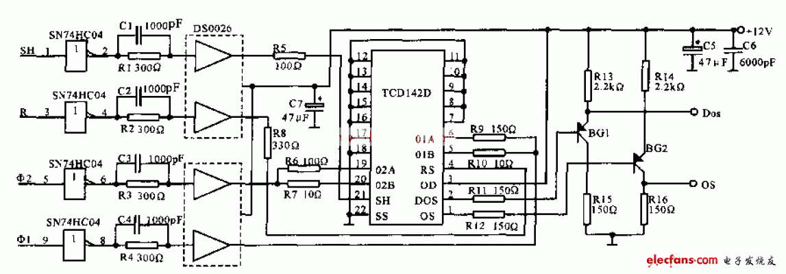 TCD142D構(gòu)成線(xiàn)陣CCD驅(qū)動(dòng)電路