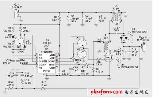 使用耦合電感的 SEPIC(4A 時 16V)
