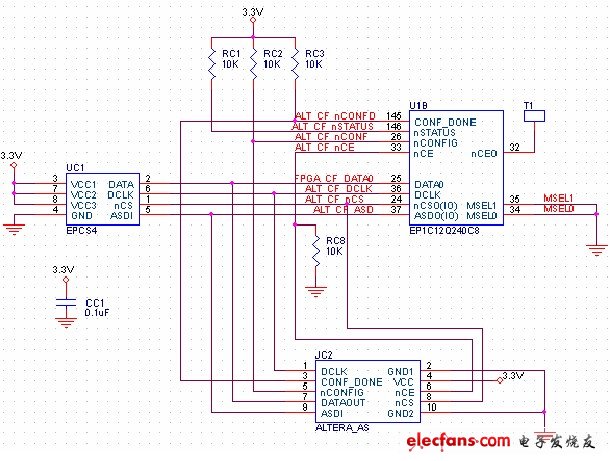 AS下載和調(diào)試接口電路（Altera FPGA開發(fā)板）