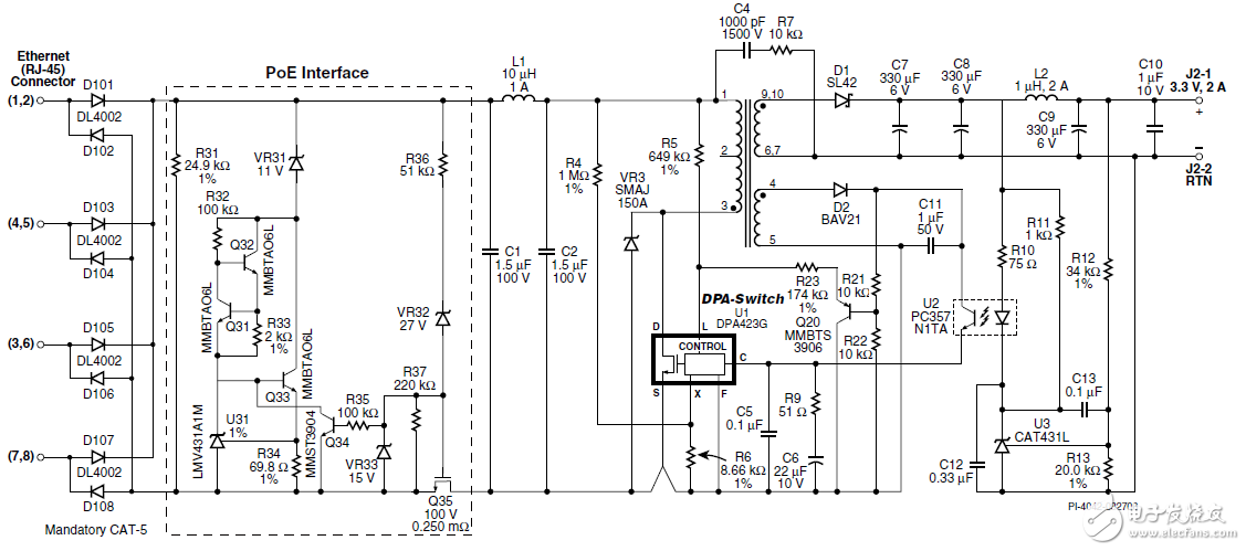 以太網(wǎng)供電檢測和分級接口電路設計