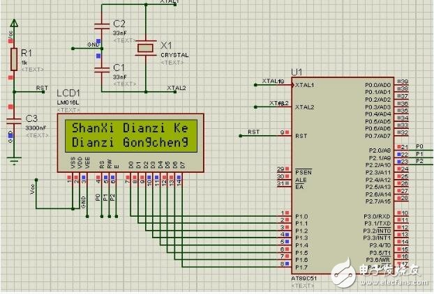 lcd1602與單片機(jī)連接圖，基于51單片機(jī)的lcd1602液晶顯示屏連接電路圖