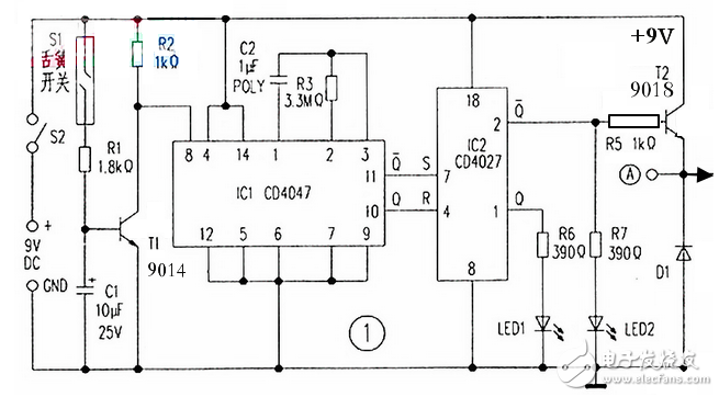 cd4047應用電路圖解（信號控制電路圖、逆變器電路圖）