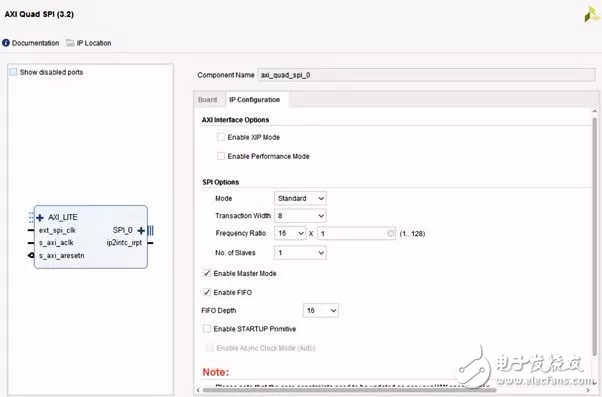 圖:配置AXI Quad SPI